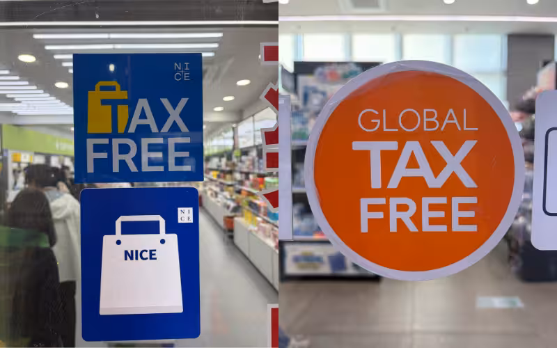 Sellos Tax Free en establecimientos participantes de Corea del Sur